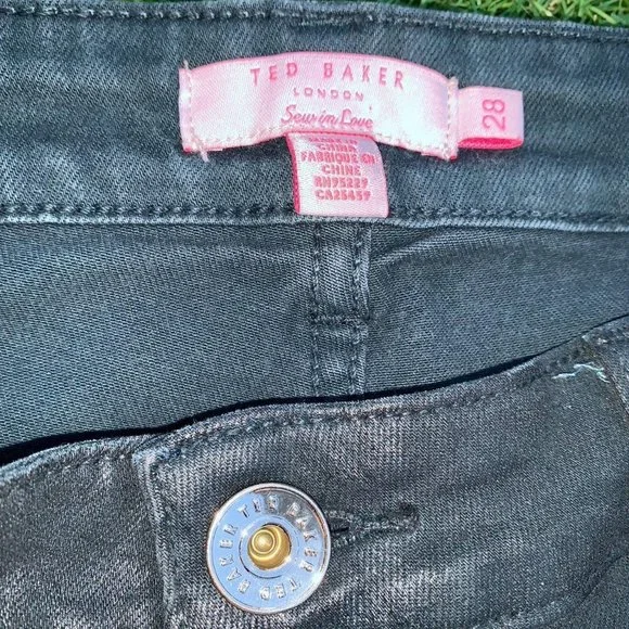 Ted Baker Womens Size 28 Trousers Ankle Zip Wet Look Night Out ladies. - Picture 2 of 4